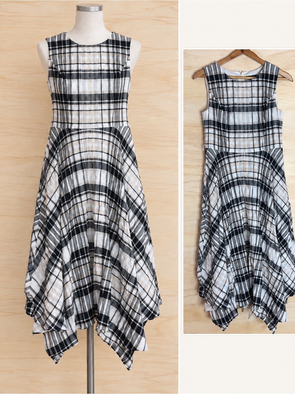 Tommy Hilfiger Plaid Asymmetrical Handkerchief Hem Dress Size 6